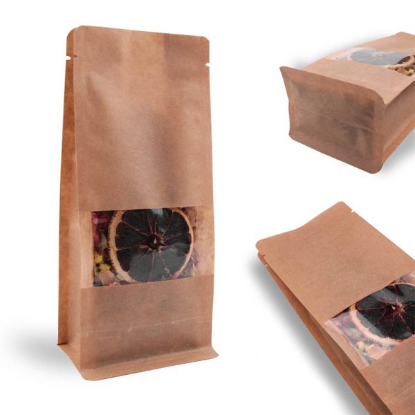 Windowed Kraft Flat Bottom Packaging